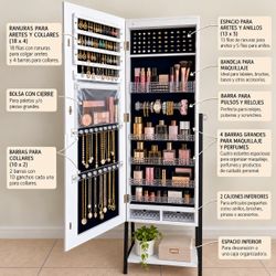 Full-Length Mirror Jewelry Armoire with Storage