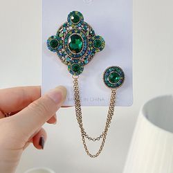 Baroque Style Women Vintage style imitation Crystal Chains Brooches Corsage Palace Cross Elegant Badges  