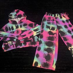 Justice Girls Tie-Dye Sweat Suit Set – Size Small (7/8)