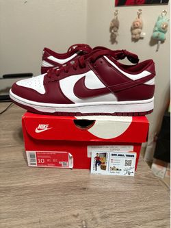 Size 10 - Nike Dunk Low Team Red Shoes White