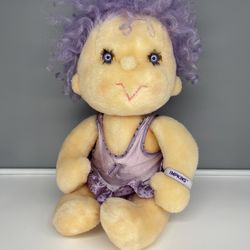 Vintage 1985 Kenner Hugga Bunch Impkins Plush Doll  Purple Curly Hair and Outfit