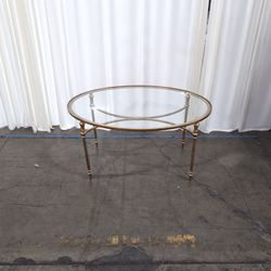 Oval Glass Top Gold-Tone Metal Coffee Table