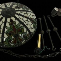 Vintage Tiffany style stained glass hanging lamp
