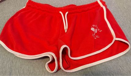 Women's Red Drawstring Retro Trim Shorts