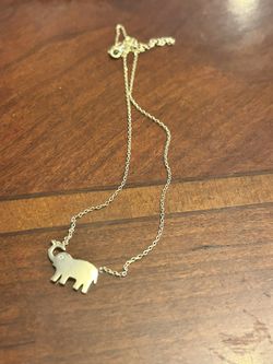 925 Stelring Silver necklace gold tone  Very Cute V30 17.5inch 2.64g elephant 