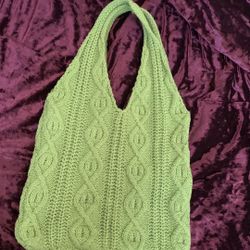 Olive Green Crochet Handbag