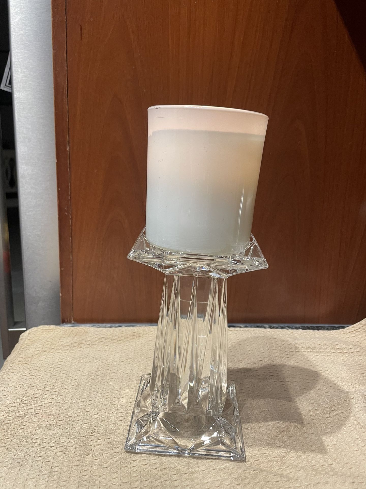 PartyLite 24% Lead Crystal Quad Prism Vase/Pillar Candle Stand