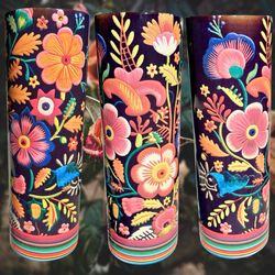 30OZ Steel Floral Stitch Tumbler W/Rhinestones