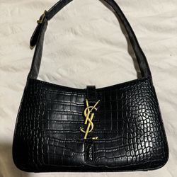 Black YSL shoulder purse. Gold Hardware. 