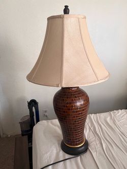 2 Table Lamps with Ceramic Brick-Pattern Base