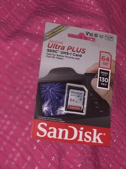 Memory card 64GB-SanDisk Ultra Plus SDXC UHS high speed for Full HD Video- BRAND NEW