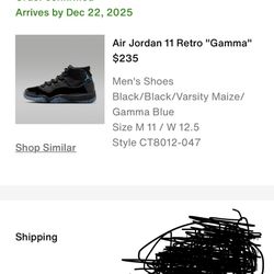 Jordan Gamma 11 Size 11 