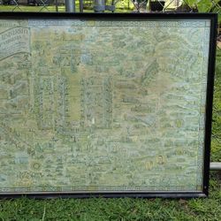 Vintage 1960s Map Of Virginia University Print 33 X 25