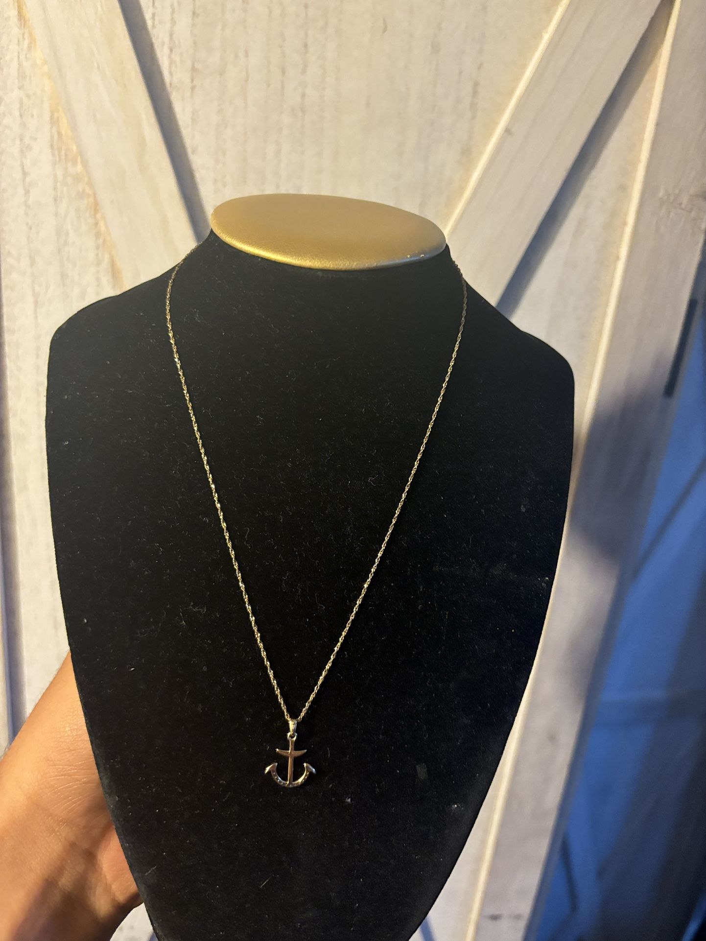 14K Kids Rope Chain Anchor Pendant