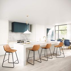 24Inch Whiskey Brown Leather Barstool Set Of 4 