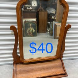 Vintage solid oak Dresser Mirror