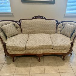 Vintage Louis XV Style Carved Walnut Sofa