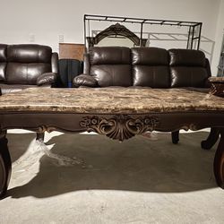 Furniture Set, Leather Chairs & Marble Tables