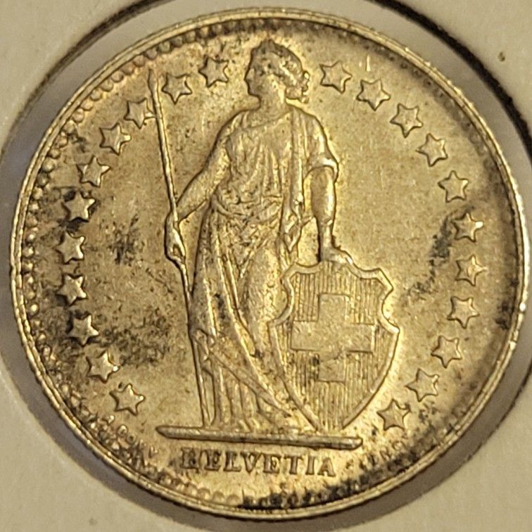 π¨ππ¨π1948 B Switzerland 1/2 Franc 83.5% Silver Coin