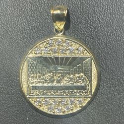 10KT Yellow Gold CZ Last Super Pendant 