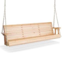 VINGLI 5FT Patio Wooden Porch Swing Heavy Duty 880 LBS Swing Chair Bench with Hanging Chains