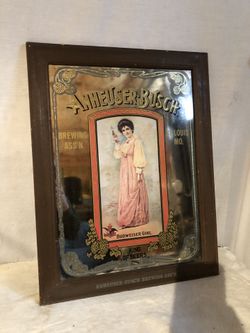 Vintage Budweiser Victorian girl mirror 20x26