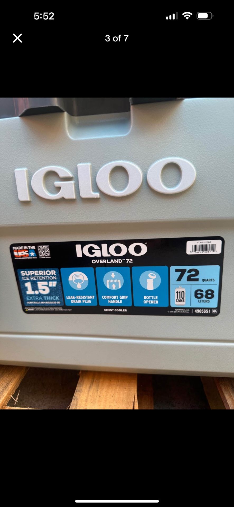 Igloo 72 QT Overland Ice Chest Cooler, Green