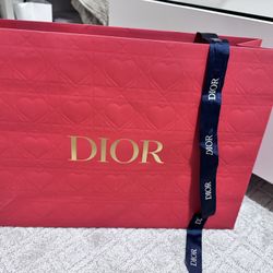 Dior paper Bag With hearts! Comes With Navy Blue Ribbon 
