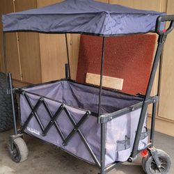 Collapsible folding wagon / utility cart with canopy