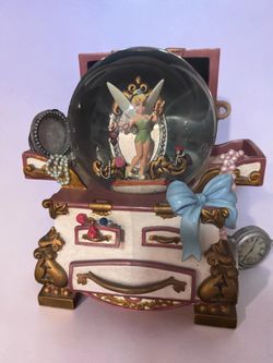 ✨ Disney Store Tinker Bell Musical Jewelry Box / Snow Globe – Vintage Collectible – AS IS