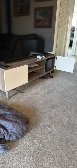 Wood and White TV Stand Media Console