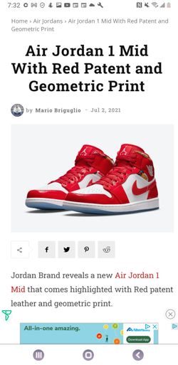 Air Jordan 1 Mid With Red Patent and Geometric Print