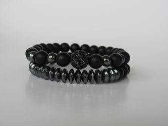 2pc/sets beads Natural stone Bracelets Micro Pave CZ Ball Charms