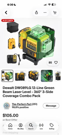 DeWalt DW089LG 12-Line Green Beam Laser Level