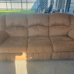 Beautiful Suede Tan Sofa Recliner POSSIBLE PICK UP 