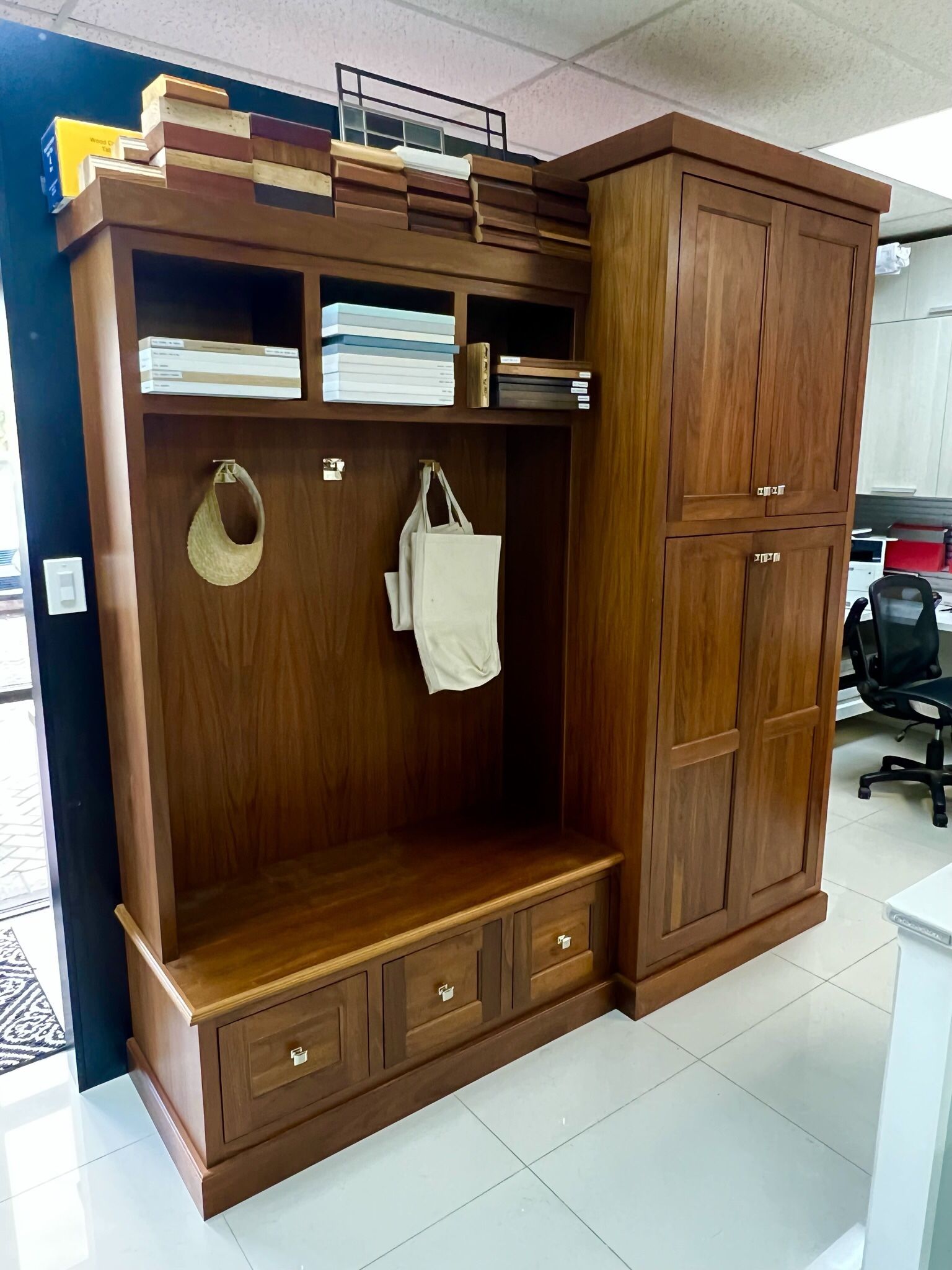 Walnut Armoire /Coat Rack