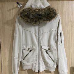 Duel Zipper Fur Hood Zip Up Jacket