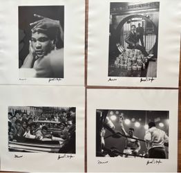The 20”x 20” framed silver gelatin prints signed by Muhammad Ali and Howard L. Bingham
