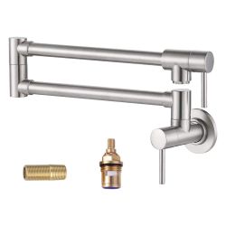 Wall Mounted Pot Filler with Double Handle in Brushed Nickel
