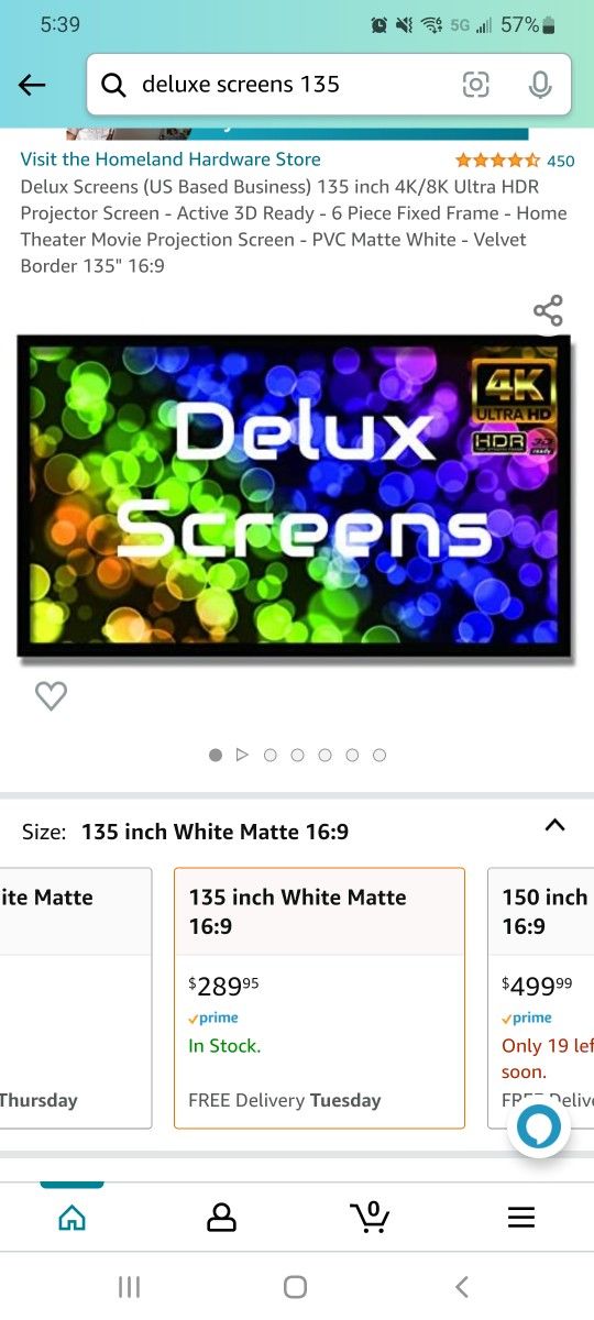 Deluxe Screens 135 Inch Projector Screen