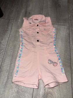 Pink Denim Romper with Sequins