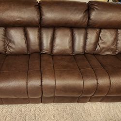 2 Brown Faux Leather Electric Couches