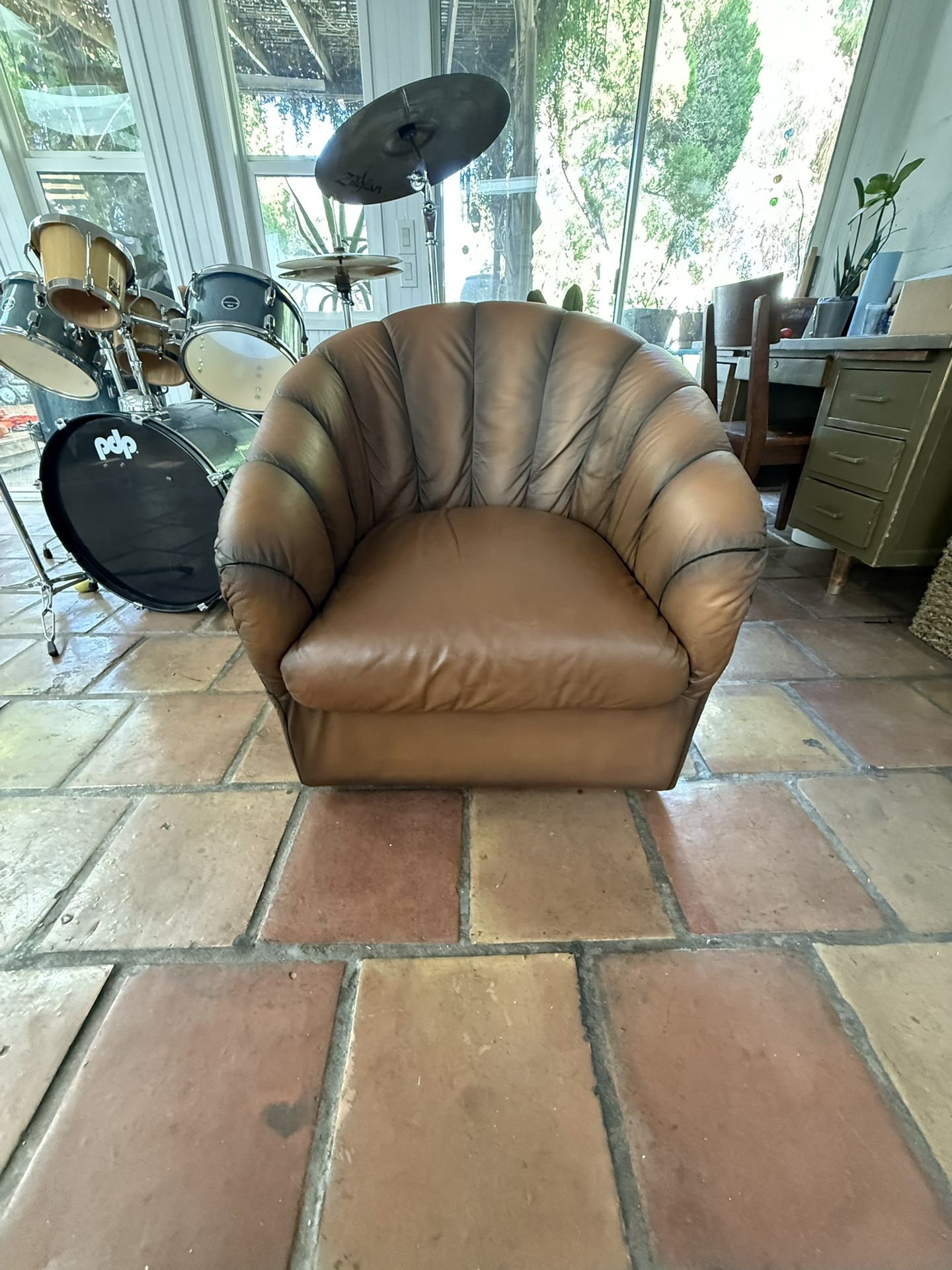 Swivel Real Leather Chair