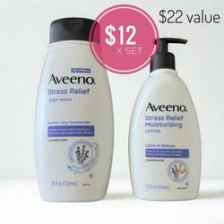 New Aveeno Stress Relief Body Wash & Lotion Set
