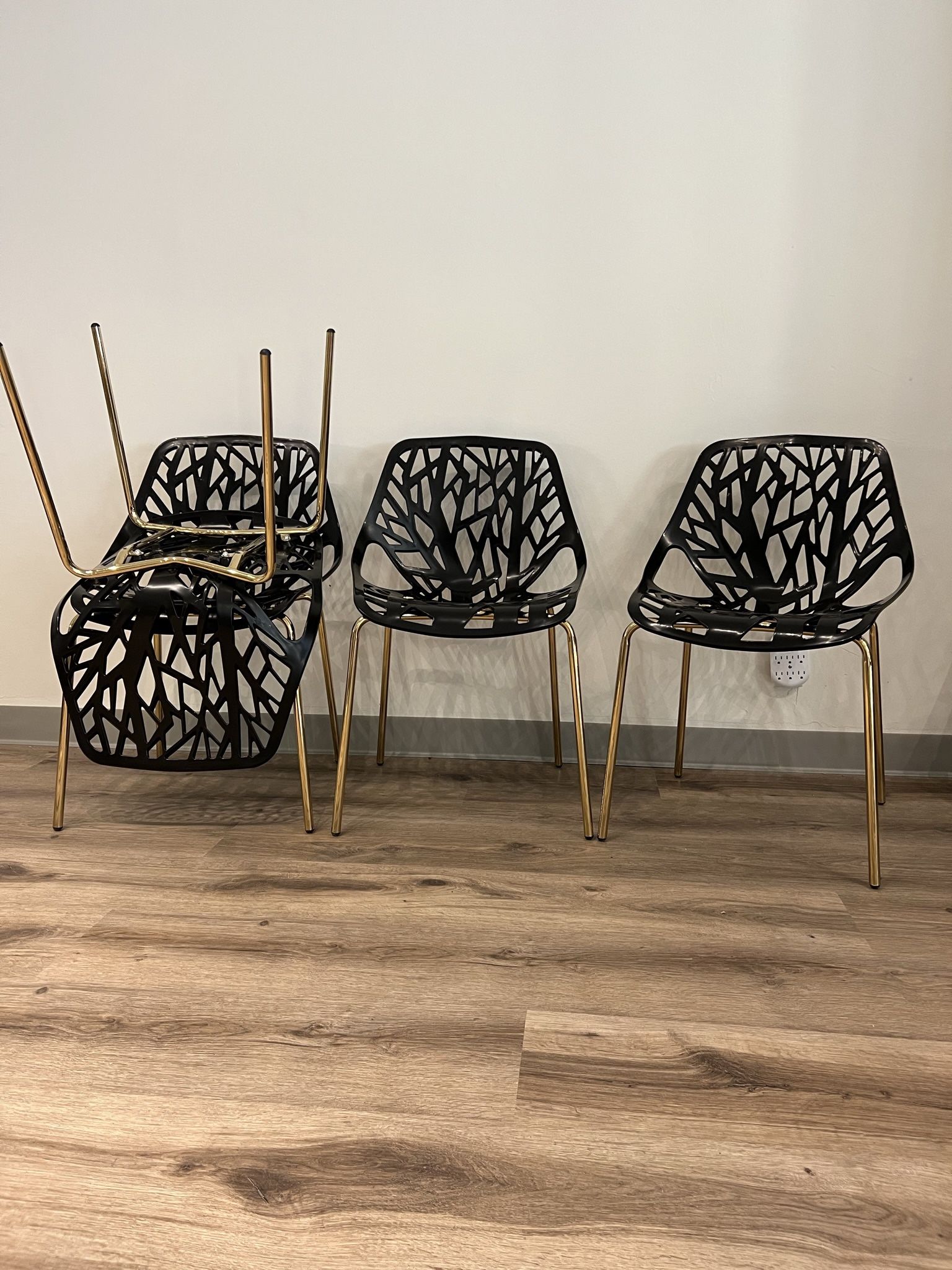 Black Gold Metal Plastic Dining Chairs
