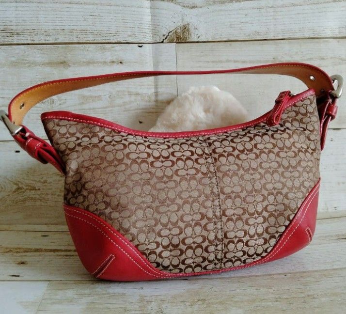 COACH One Shoulder Bag Signature Red 6351