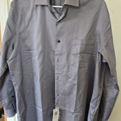 Grey Long Sleeved Van Heusen Dress Shirt