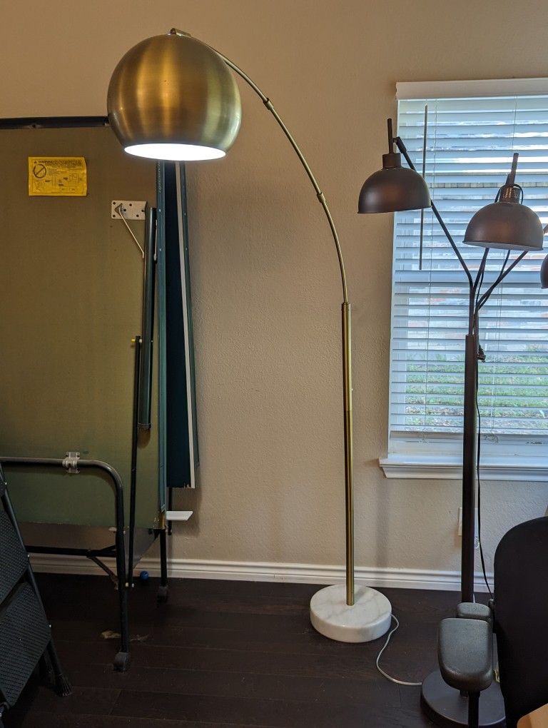 H-Welldone Vintage brass Globe marble Stand floor Lamp