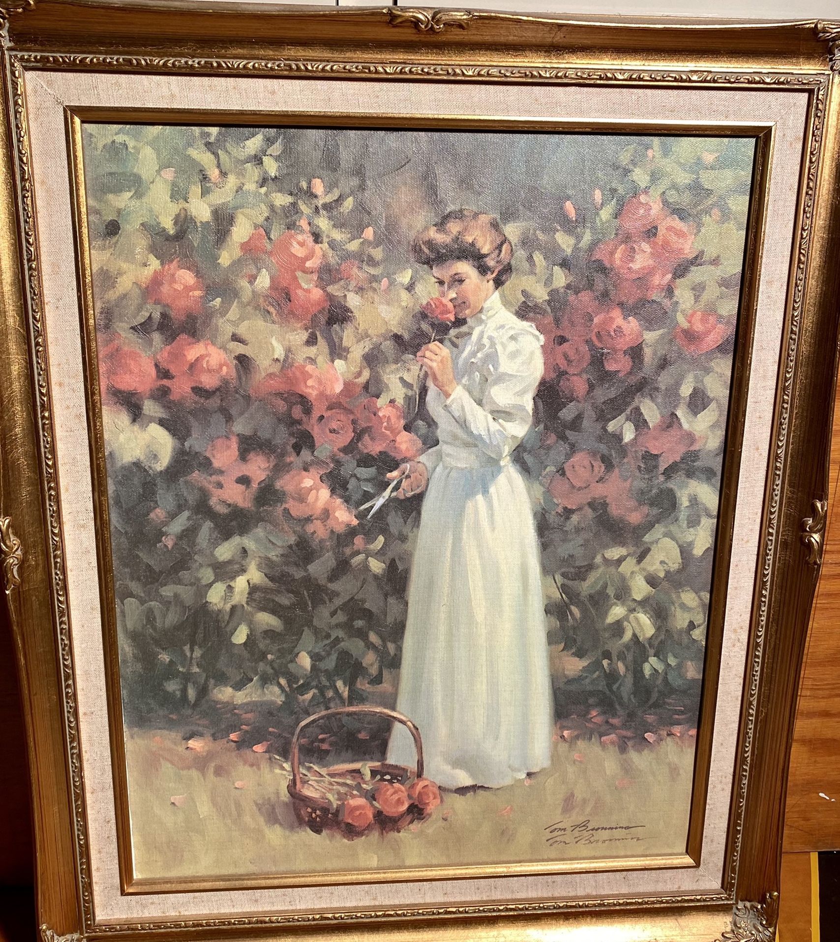 The rose Garden Painting By Tom Browning Signed