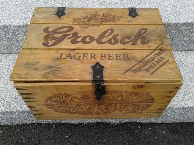 Grolsch Lager Beer Wood Crate and 18 Bottles